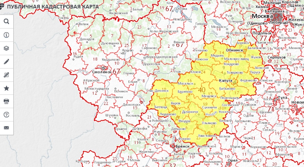 Публичная кадастровая карта Калужской области