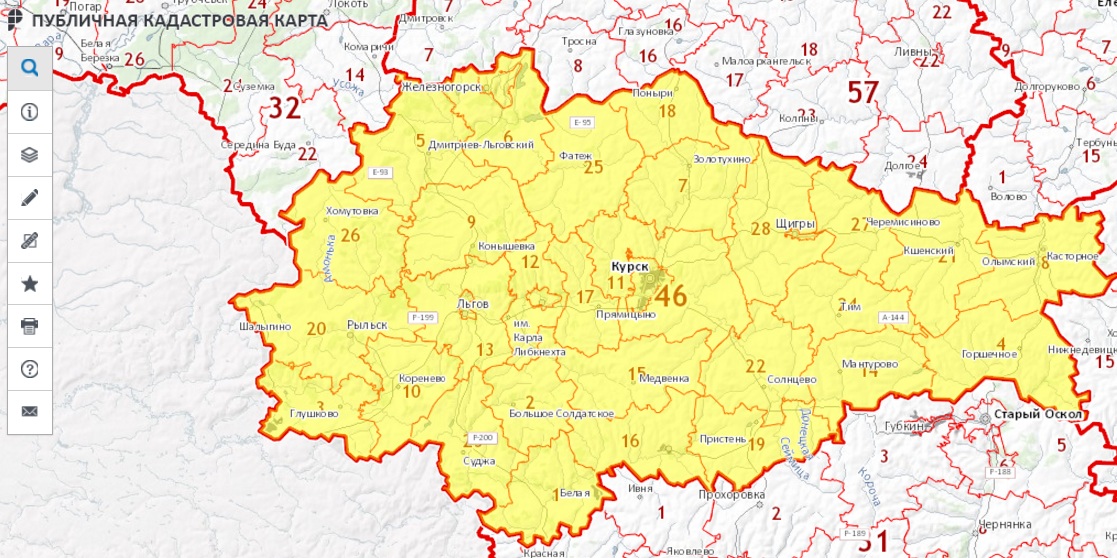 Публичная кадастровая карта Курской области