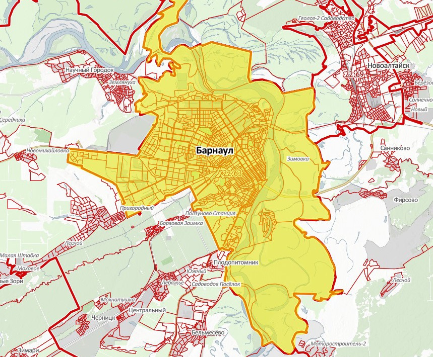 Публичная кадастровая карта Барнаула