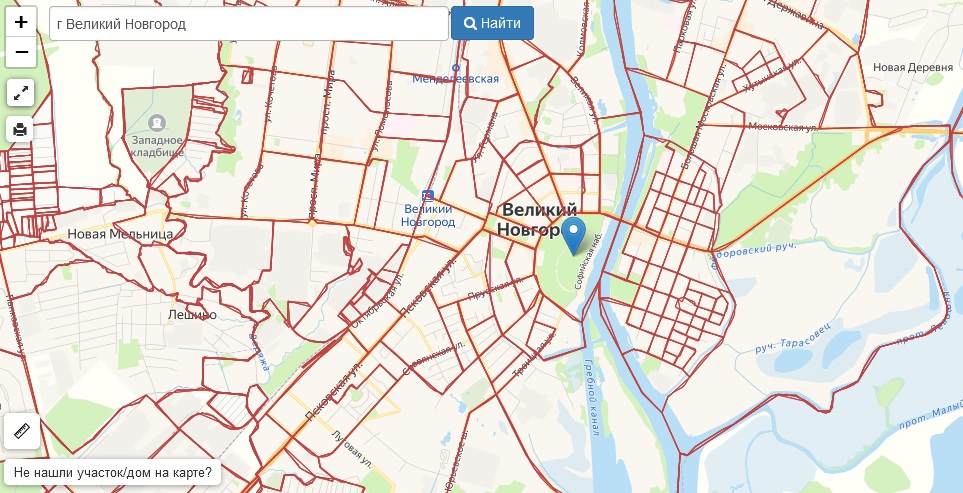 Публичная кадастровая карта Великого Новгорода