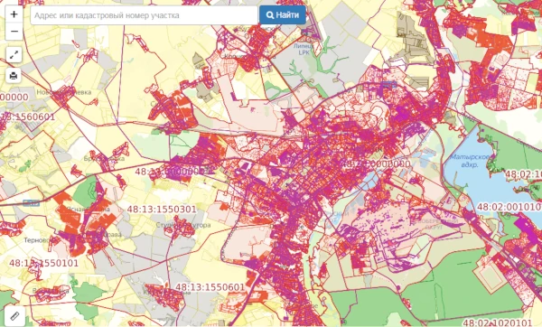 Публичная кадастровая карта Липецка