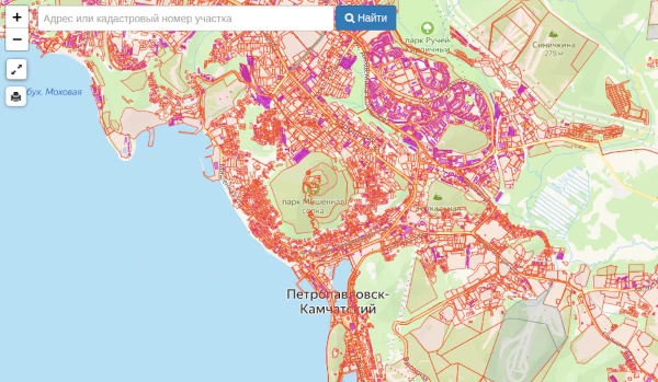 Публичная кадастровая карта г. Петропавловск-Камчатский